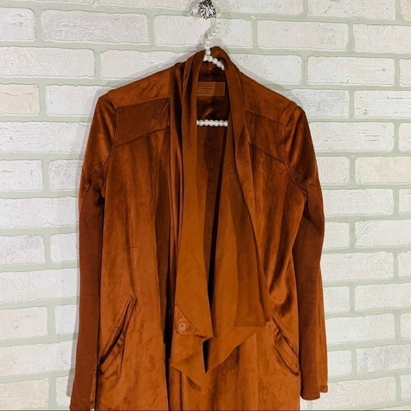 Blank NYC Denim Faux Suede Draped Front Jacket Size XS in Terracotta - Picture 4 of 11